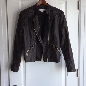 NY&Co Brown Faux  Biker Leather Jacket